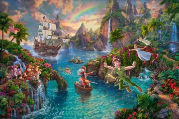 Disney Peter Pan Pays Imaginaire Thomas Kinkade Peinture à l'huile